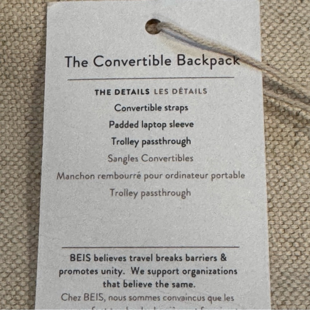 NWT Beis Convertible Backpack in Beige & Croc Trim - Picture 4 of 13